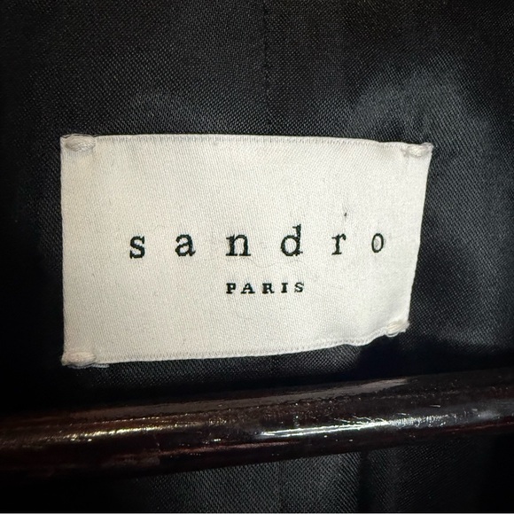 Sandro Dark Gray Patterned Wool Blazer - Picture 3 of 9